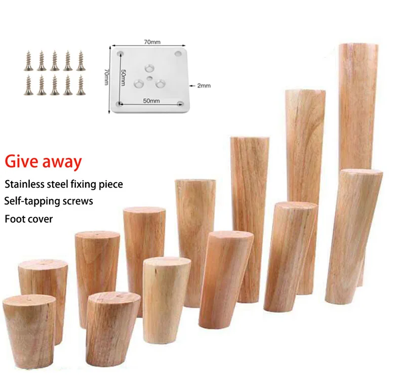 Description Picture 2 of item4Pcs Solid Wood Legs for Furniture, Oblique Furniture Leg Sofa Bed Bathroom Cabinet Table Chair Replacement Feet Sloping Foot