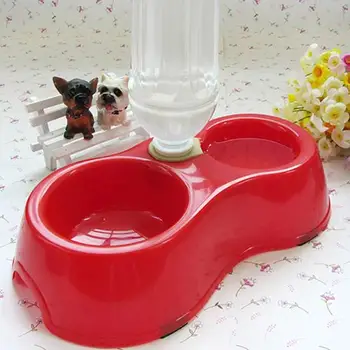 

Pet Bowl Automatic Feeder Dog Cat Food Bowl with Water Dispenser Double Bowl Drinking Raised Stand Dish Bowls with Pet Supplies