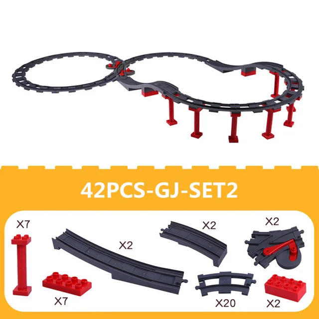 Diy поезд большой размер строительные блоки duploed железная дорога аксессуар для трека Viaduct мост части дети Duploed игрушки для детей Кирпичи