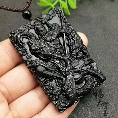 Натуральный обсидиан(Guan Gong) тонкая вешалка для ожерелья
