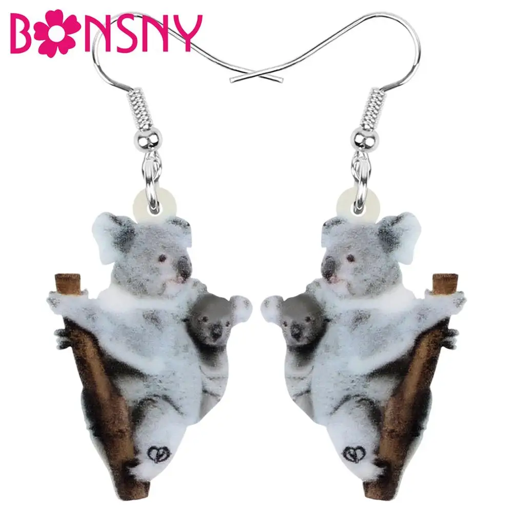 Bonsny акриловые австралийские серьги Koala для мамы и ребенка висячие с животными