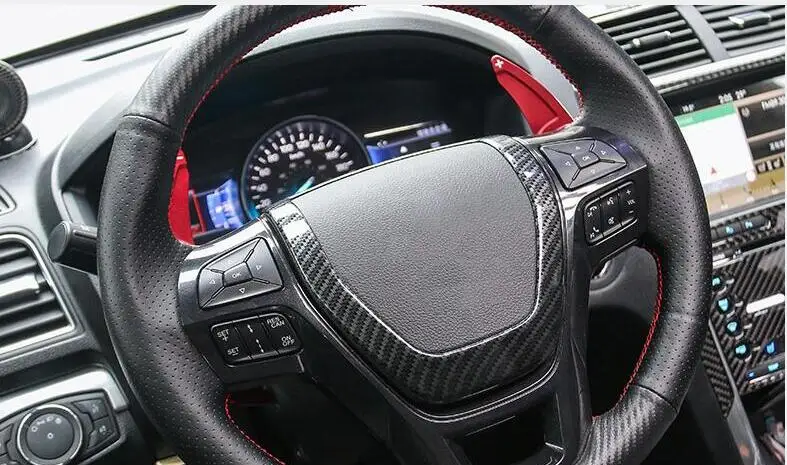 ABS накладка на руль для Ford Explorer 2011- 12 2013 14 углеродного волокна зерна автомобильные аксессуары