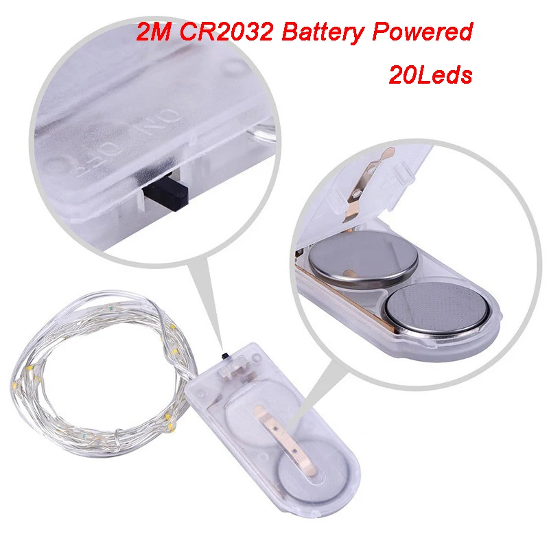 2M 20led CR2032 Год светодиодный светильник-гирлянда s Праздничная гирлянда Сказочный светильник наружный декоративный светильник ing Рождественские подарки украшение для свадебной вечеринки - Цвет: 2M 20led CR2032