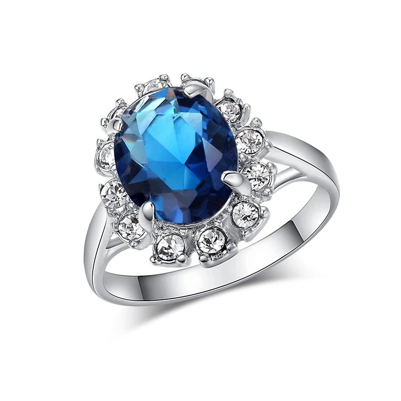 white gold blue Высокое качество розовое золото цвет синий CZ кубический цирконий кольцо Bague Мода кубический цирконий юбилей ювелирные изделия для женщин anel R189 - Цвет основного камня: white gold blue