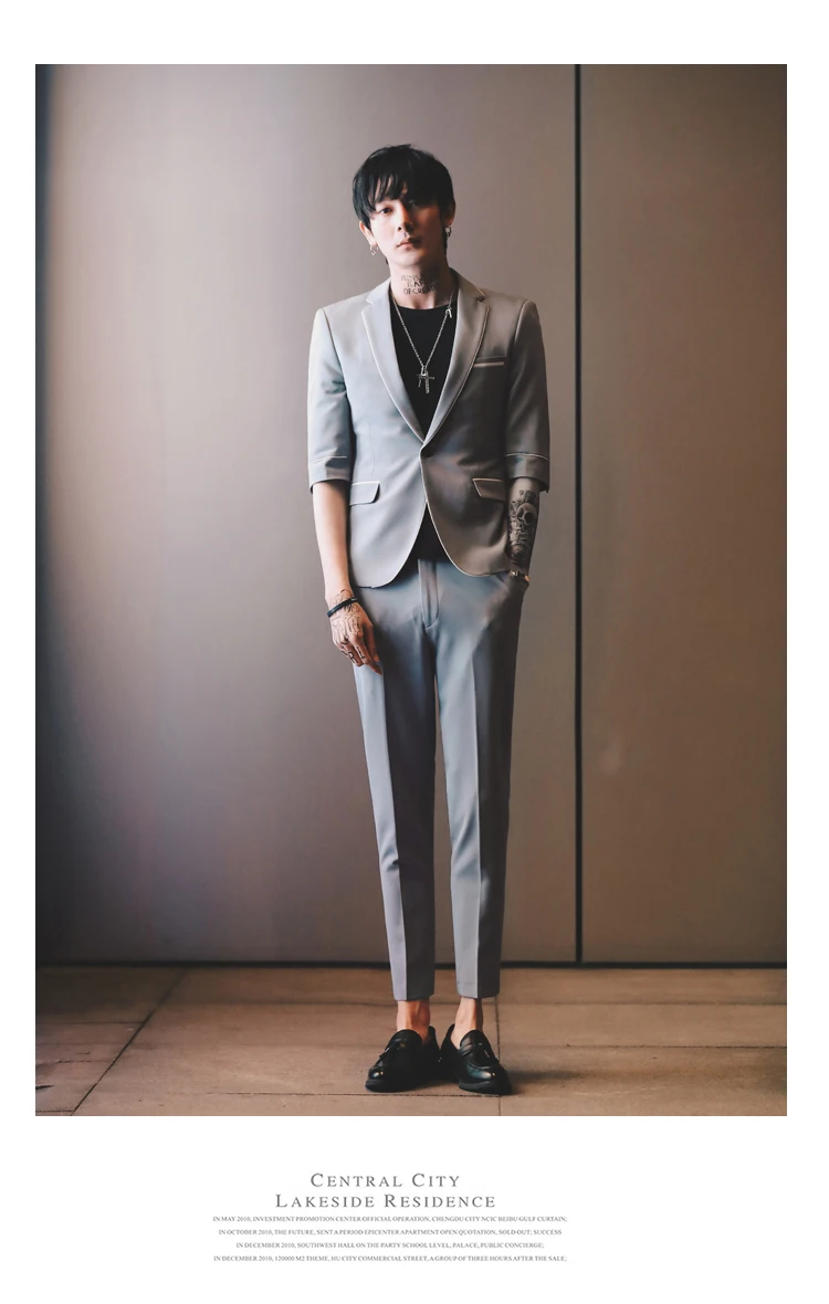 Мужские костюмы Slim Fit, комплект из 2 предметов, костюм Homme, белый, черный, свадебные смокинги для жениха, мужской деловой костюм с коротким рукавом, Terno