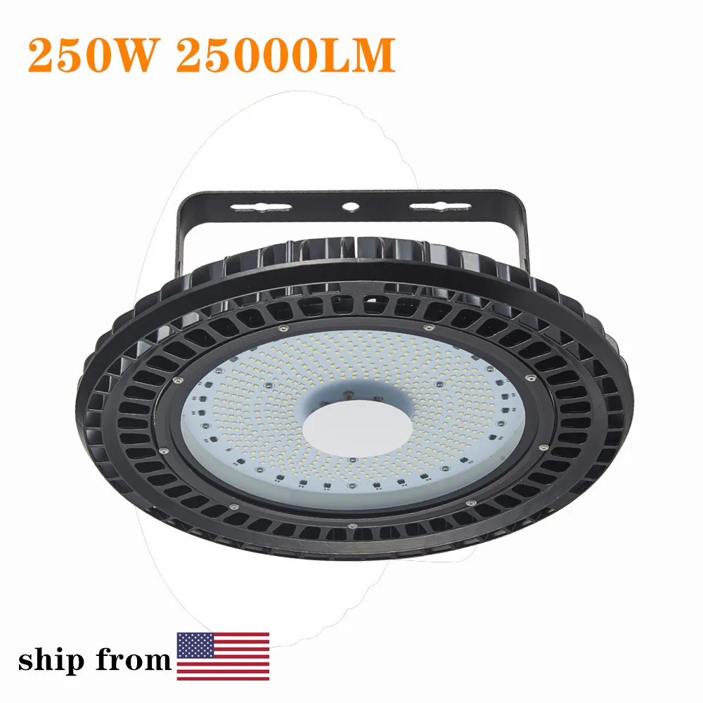 

2pcs 250W 25000LM 110V UFO LED High Bay Lights 6500K Waterproof High Lumen Factory Lighting Industrial Warehouse High Bay Lamp