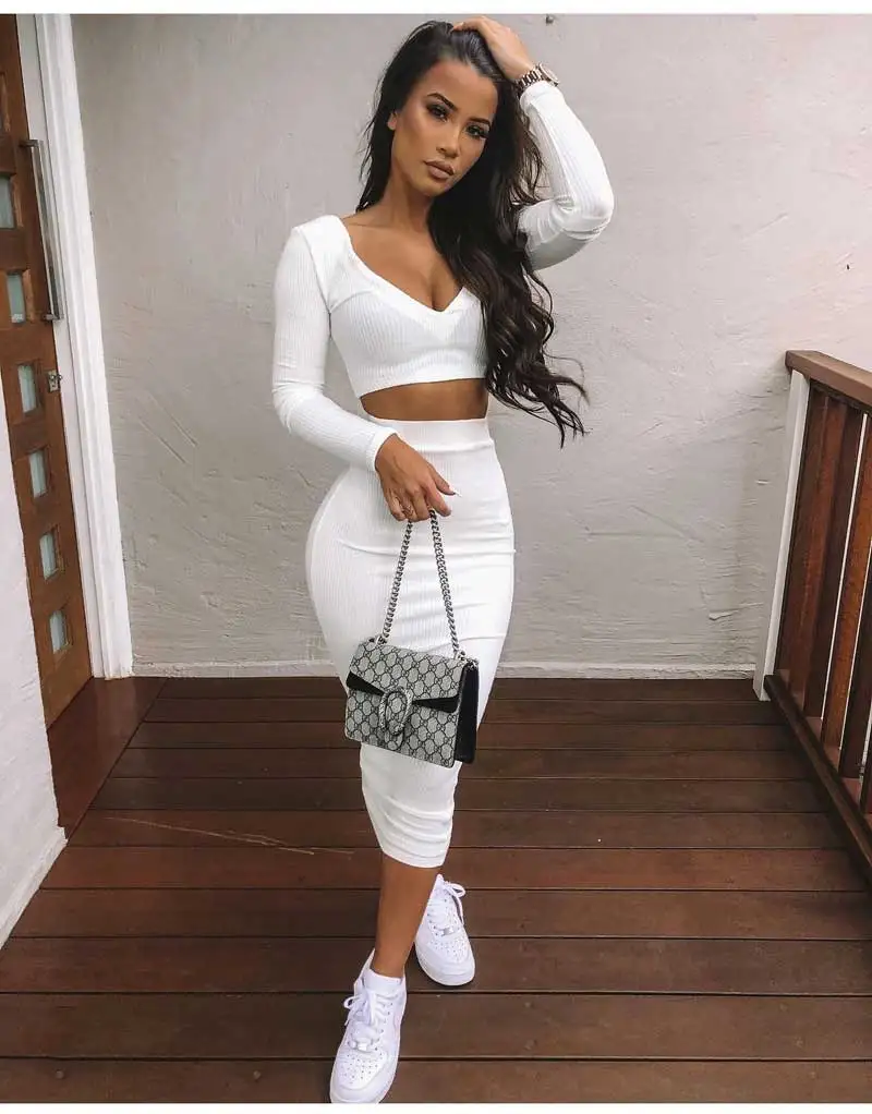 White ribbed two piece set Clearance