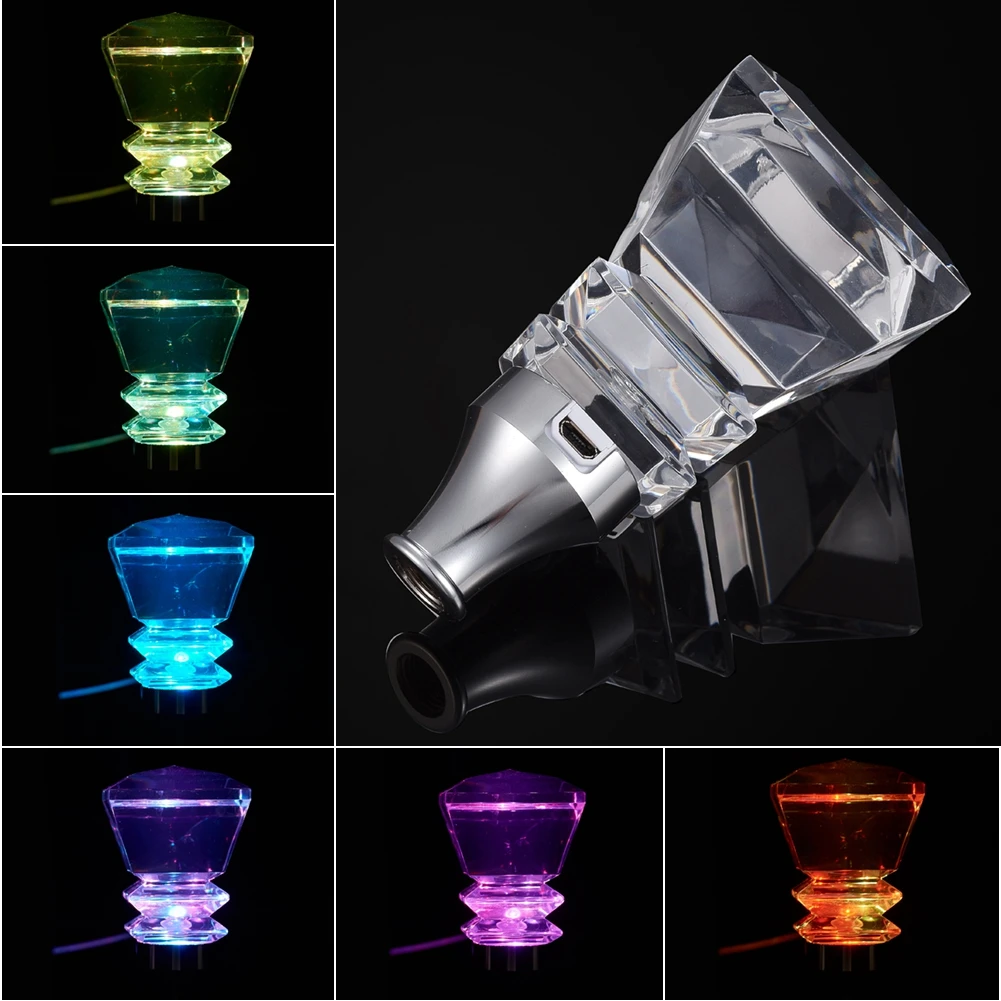 Rgb Led Light Gear Shift Knob Transparent Acrylic Crystal Diamond Clear