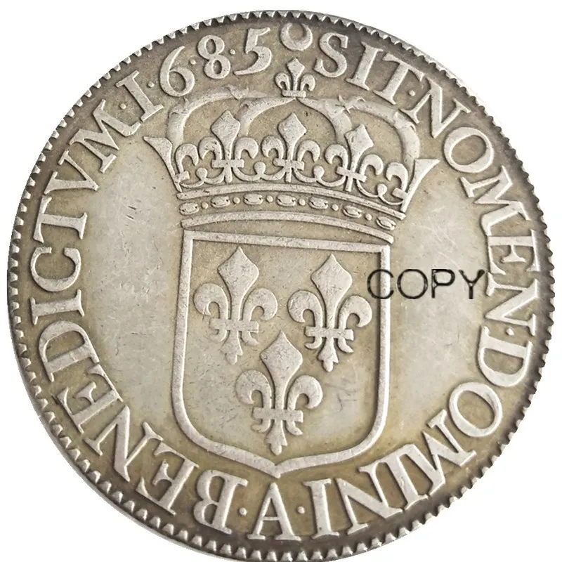 Франция 1685-1689 5 шт 1 ЭБУ-Луи XIV посеребренные копии монет - Цвет: 1685