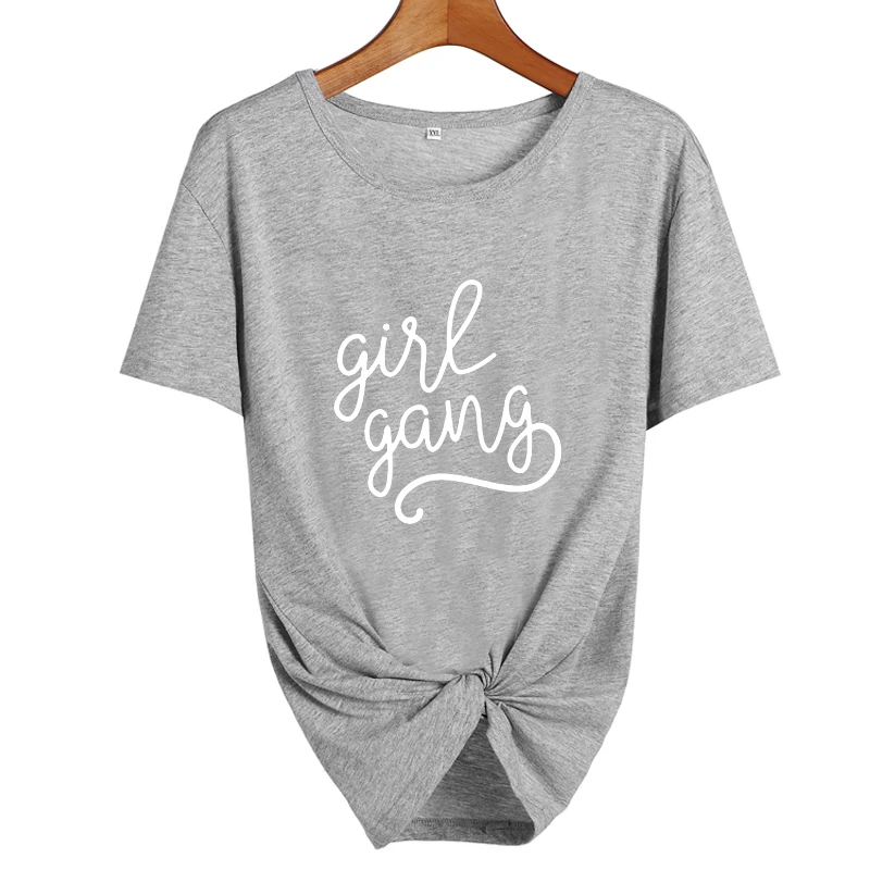 Gril/Gang Tumblr Футболка женская одежда уличная Панк Harajuku женских топы с принтами футболка черная, белая футболка Femme