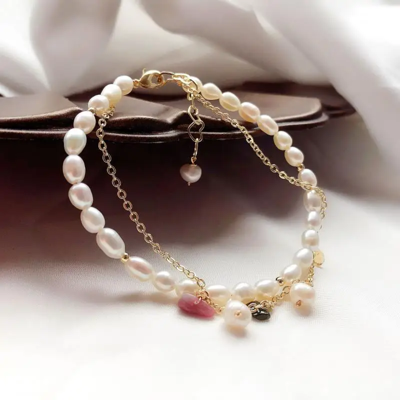 

Fashion Natural Freshwater Pearl Bracelet Charms Hand-made Adjustable Chain Bracelet for Women Bangles Fine Jewelry Birthday Gif