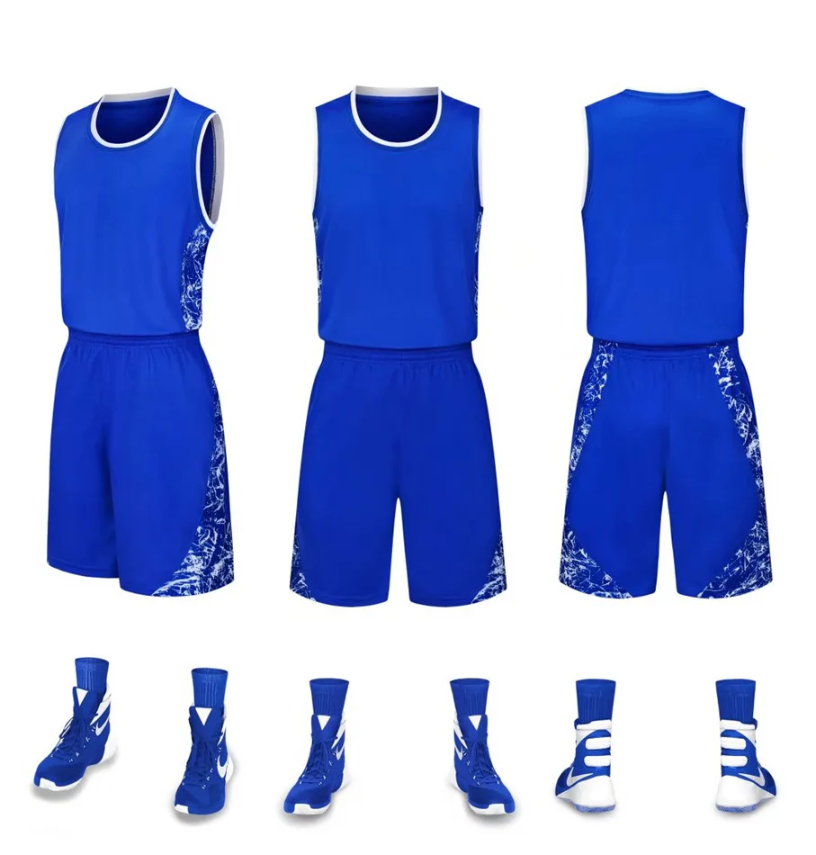 Blue Мужской и женский спортивный костюм с мячом, баскетбольная одежда, впитывающая пот, дышащая и быстросохнущая, может быть настроена - Цвет: Blue