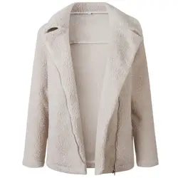 Шерстяные куртки с карманами из плюшевого флиса женские куртки с воротником под горло из шерсти 2019 пальто Модные женские зимние молнии GV788