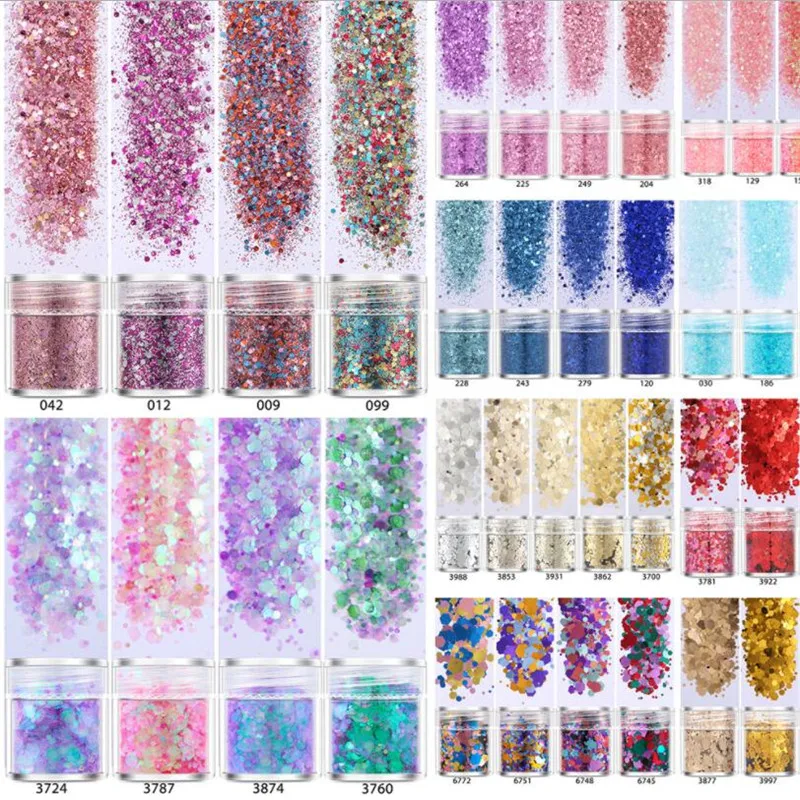 5pots/set 5 colors Mix UV Epoxy Resin Mold Filling Sequins Nail art DIY