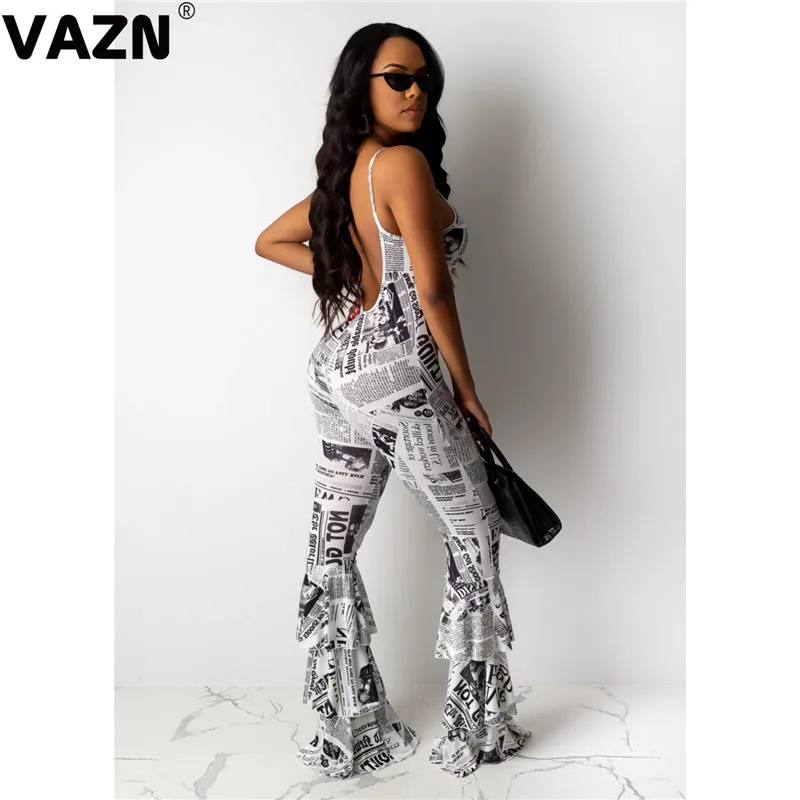 VAZN CY1189 новые белые высококачественные сексуальные мягкие для взрослых Модные Асимметричные шеи с длинными рукавами с высокой талией Длинные брючные комбинезоны