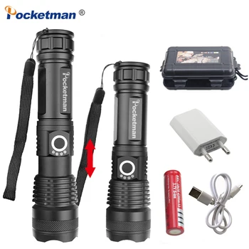 

Super Bright LED Flashlight Xhp50.2 Powerful Linterna USB Zoom LED Torch XHP50 18650 Rechargeable Battery
