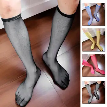 

Men Sexy Seamless Knee High Socks Ultra Thin Sheer Solid Color Stockings Briefs