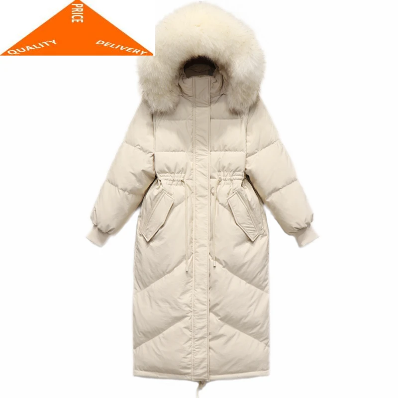 women's white coat with fur hood