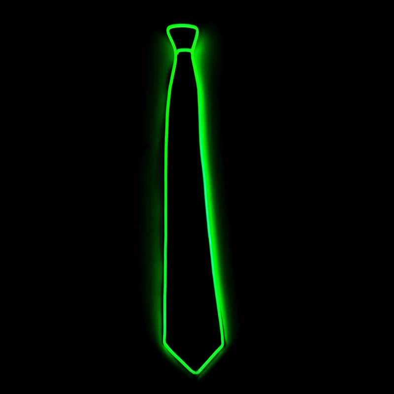 fluorescent green Модный мужской светодиодный светящийся галстук, светящийся неоновый EL Wire шейный галстук в полоску, маскарадное праздничное украшения для косплея, FIF66 - Цвет: fluorescent green