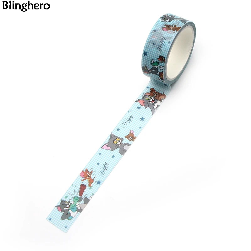 10 шт./компл. Blinghero Мышь и кошкой, 15 мм X 5 м лента Washi мультфильм малярный скотч животных клей декоративные ленты лента с наклейками BH0017