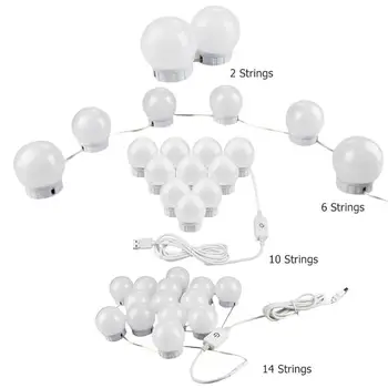 

LED Mirror Makeup Light Bulb USB Dimmable Table Dressing Cosmetic Wall Lamp