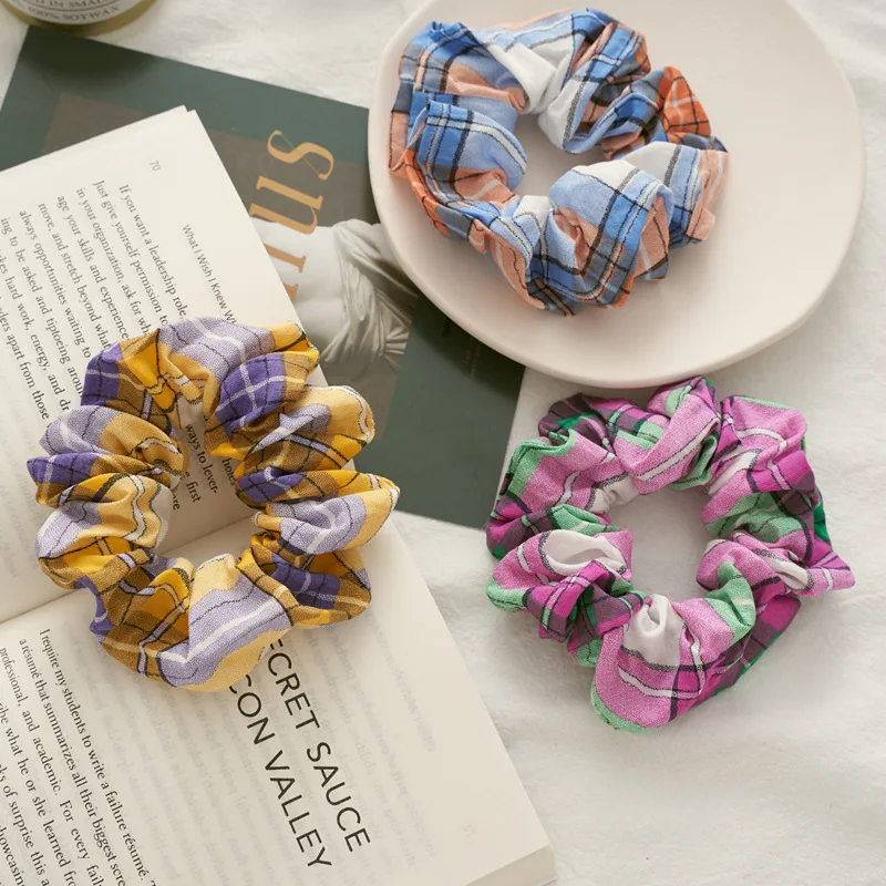 

winter accessories Color plaid soft elastic hair band headband for women headbands accesorios scrunchies pack gumka do wlosow