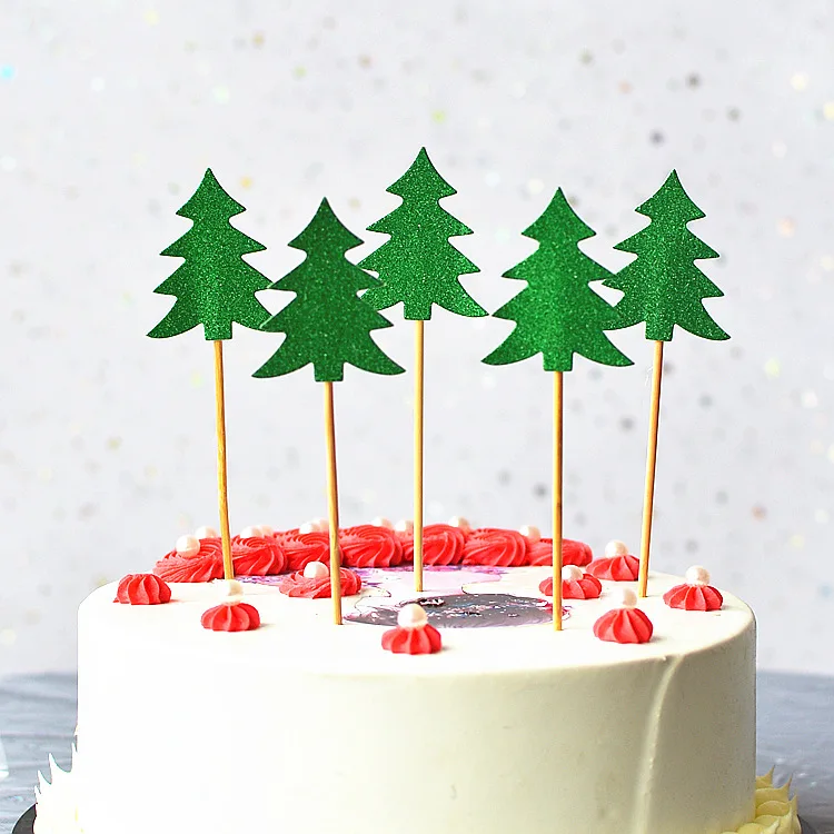 

2019 new Christmas tree crown Cupcake Toppers Cake Party Supplie Wedding Decoration merry Christmas christmas village