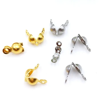 

50pcs/lot 8x4mm 4x2.5mm Stainless Steel Crimps Beads Ball Chain Connector End Clasp for DIY Necklace Bracelets Jewelry Making