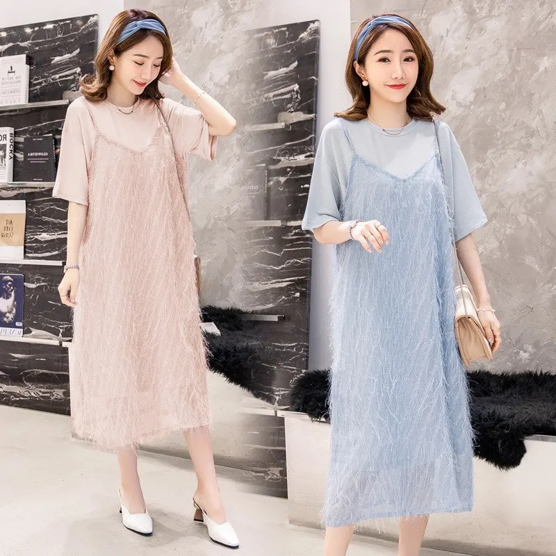 

Tops Fashion Mom Nursing Clothes Fashion Mom Fashion Sweet Camisole T-shirt Two-Piece Set Pregnant Women Summer Wear Full Body D