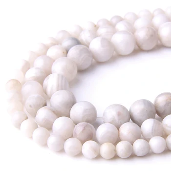 

Natural White lace Crazy Agates Stone Beads Round Loose Beads 6 8 10 12MM Fit Diy Jewelry Making handemade lace agates beads