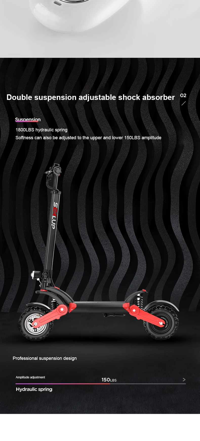 Top 12 Inch Off Road Electric Scooter 2 Wheels Electric Scooter 48V 500W E-Scooter Range 150KM Double Suspension Adult Kick Scooter 17