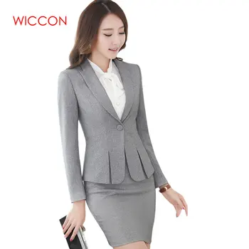 

Women Skirt Suits High Quality New Fashion Suits Slim Work Wear Office Ladies Long Sleeve Blazer Costumes For Women With Skirt