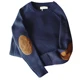 Suéter de punto con diseño de parche para hombre, ropa de calle informal, Harajuku, cuello redondo, talla grande, a la moda, nuevo