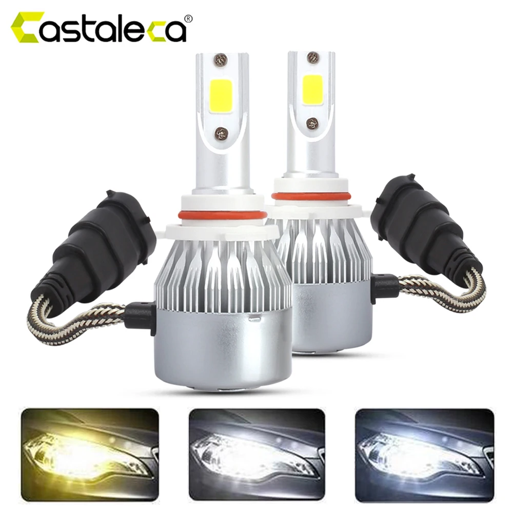Castaleca 2X C6 светодиодные фары Hulbs 9005 9006 H4 H7 H1 H3 H11 H8 H9 огни автомобиля 3000 К 6500 8000 к авто