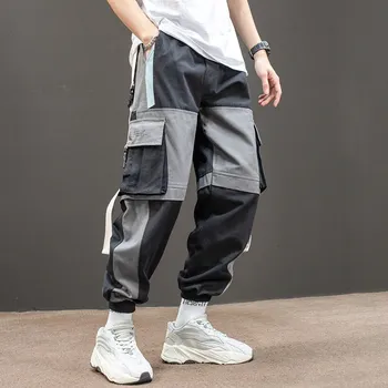 

Men's Side Pockets Harem Pants 2020 Autumn Hip Hop Casual Ribbons Design Male Joggers Trousers Fashion Streetwear Pant Black