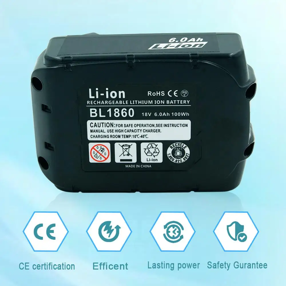 6000 мА/ч, 18V Перезаряжаемые литий-ионный Батарея для Makita18V Battey BL1830 BL1840 BL1850 BL1860 LXT400 светодиодный индикатор