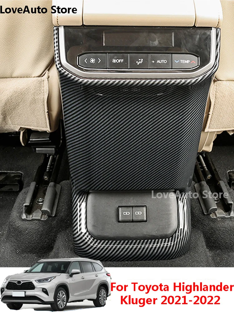 

For Toyota Highlander Kluger XU70 2021 2022 Car Rear Exhaust Air Outlet Frame ABS Air Conditioning Panel Anti-kick Pad Cover