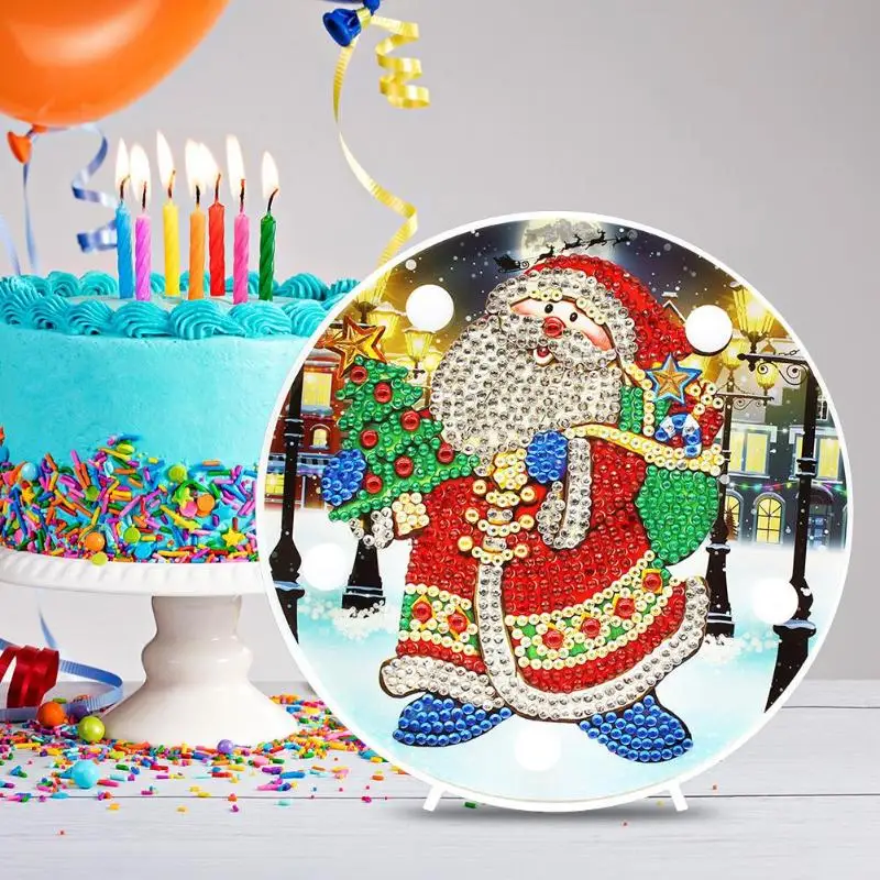 

DIY LED Diamond Painting Decoration Crafts Special Shaped Santa Claus snowman Needlework Home Ornament