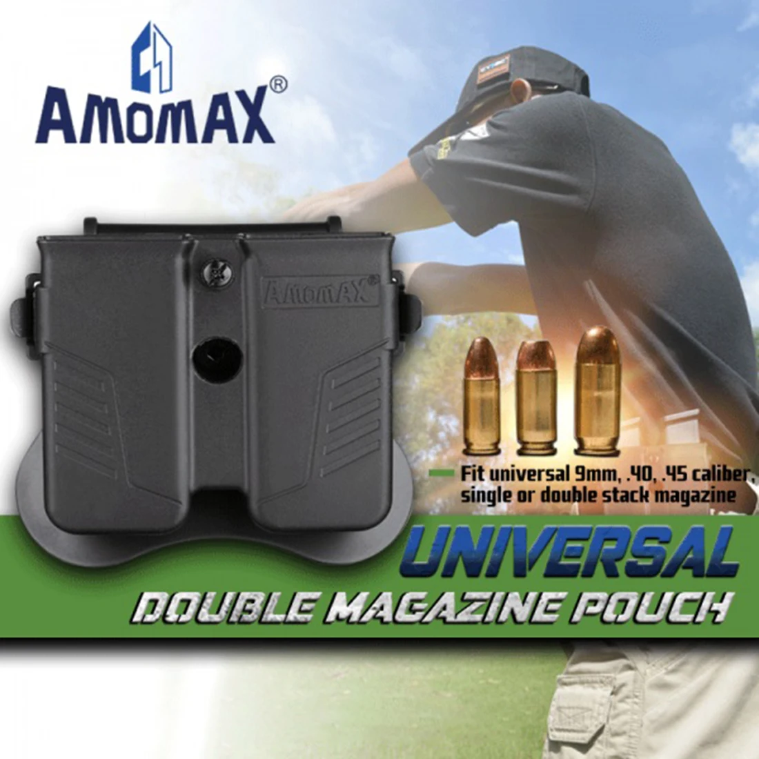 Amomax двойной тактический охотничий подсумок для универсальных журналов 9 мм. 40. 45 калибра одиночный двойной Стек-черный