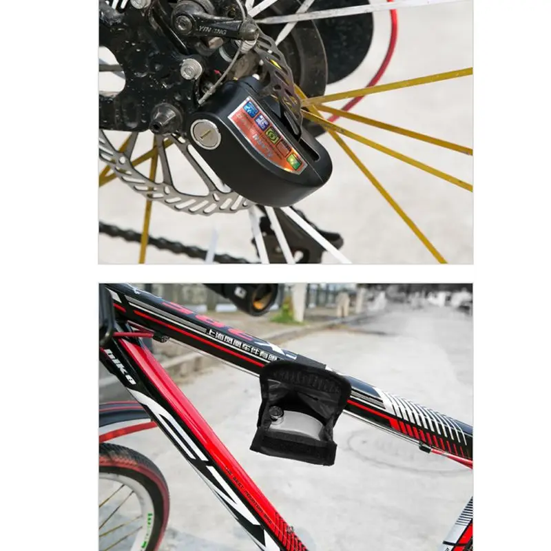 Блокировка дискового тормоза мотоцикла Противоугонная защита колеса велосипеда Безопасность водонепроницаемый сигнализация двигатель Универсальный Фиксированный