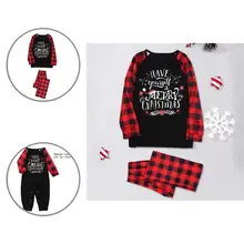 Attractive Stretchy Long Pants Christmas Plaid Print Shirt Pants Set Christmas Pajamas Set Christmas Parent-child Set