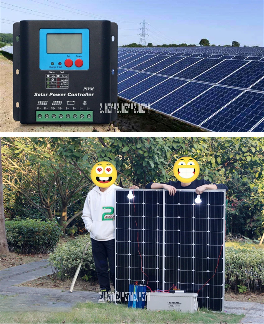 12V24V60A Контроллер заряда солнечных батарей Контроллер энергии фотоэлектрический контроллер солнечной батареи Панель батареи Контроллер для уличного освещения