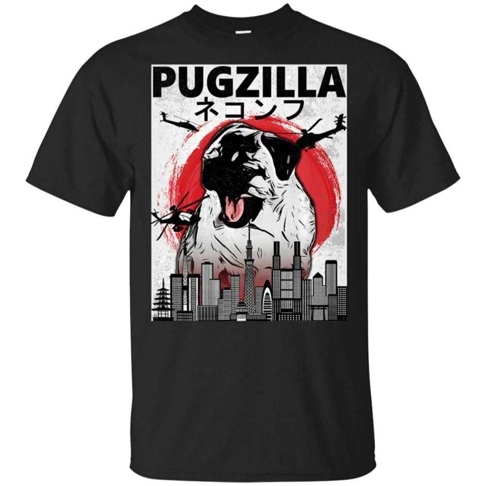 Винтажная Pugzilla японский стиль заката собака мопс любовник черный темно-синий
