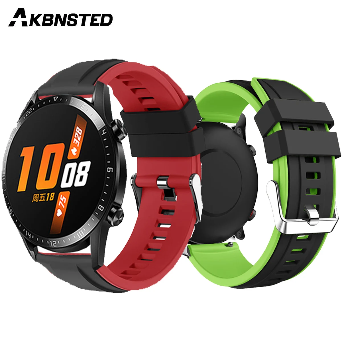 

AKBNSTED Double Color Silicone Watch Band For Huawei Watch GT 2 46MM Smart Watch 22MM Replace Watch Strap Accessories For Huawei
