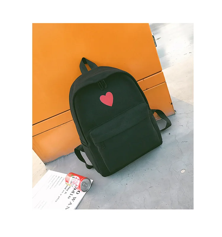 Корейский стиль Ulzzang Harajuku простая ткань девушки сердце рюкзак кампус средней школы студентов школьная сумка женская большая емкость