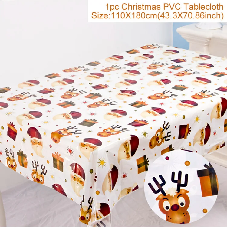 PVC Tablecloth C Настольная дорожка Рождественское украшение для дома Navidad Рождественский Декор Noel новогодний Новогодний Декор Рождественский кухонный набор - Цвет: PVC Tablecloth C