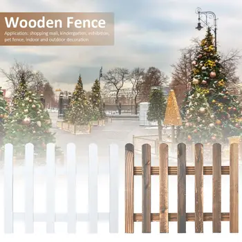 

Wooden Fence Christmas Tree Ornament Holiday Showcase Glass Props Decor Christmas Tree Fence Workmanship Christmas Decor