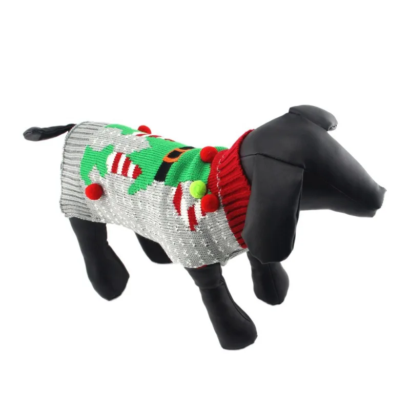 Вязаная одежда для собак Зимний теплый свитер для собак Рождественский Санта Клаус/костюм северного оленя Джемпер со щенком пальто