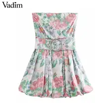 Vadim женское стильное сексуальное мини-платье без рукавов с молнией сзади, эластичные плиссированные Женские повседневные платья с цветочным принтом, vestidos QD036