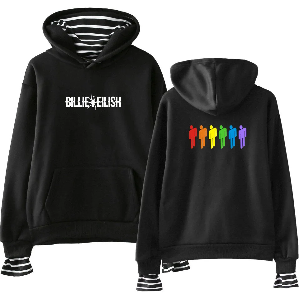 Billie Eilish худи с принтом унисекс, толстовки с длинными рукавами, пуловеры, модные толстовки с капюшоном, топы в стиле хип-хоп, полосатая уличная одежда